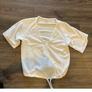 Madewell Cream Wrap Blouse T Shirt - Medium